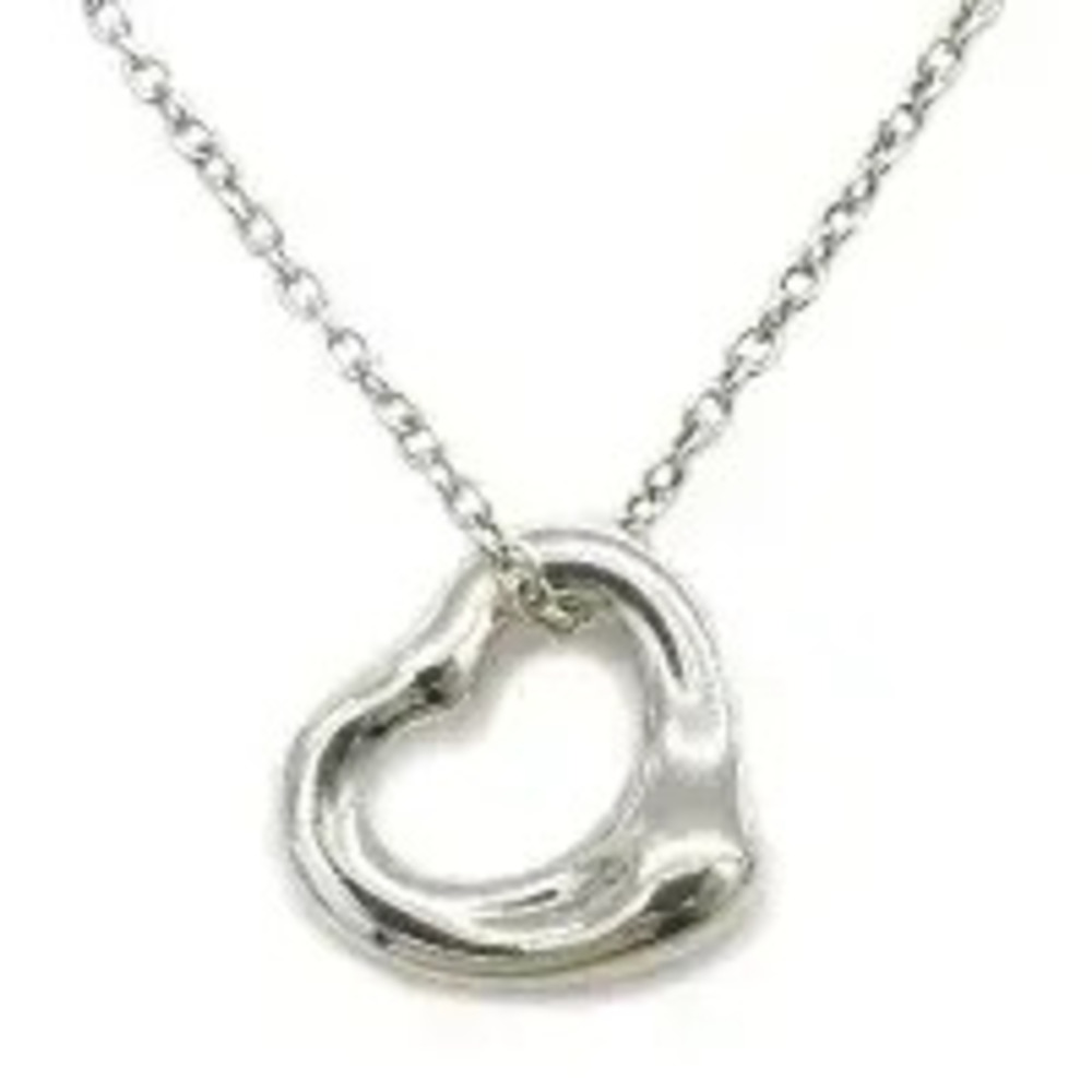 Tiffany Co Open Heart Pendant Necklace Elsa Peretti Yellow Gold